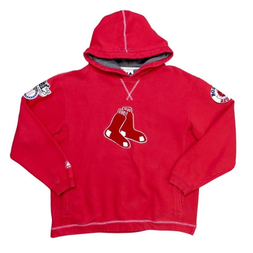 Majestic Athletic Vintage Men's Red & White Boston Red Sox Hoodie Size L